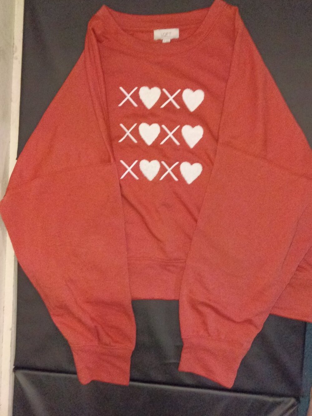 LOFT Outlet Heart XOXO Sweatshirt XL Pink Red